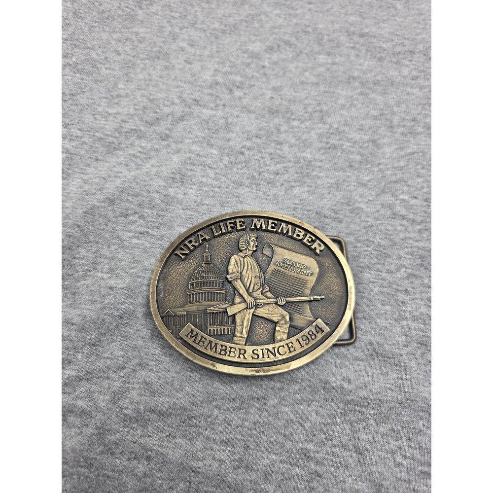 Vintage 1984 NRA Lifetime Member Bronze Belt Buckle Gun Rights Collectible